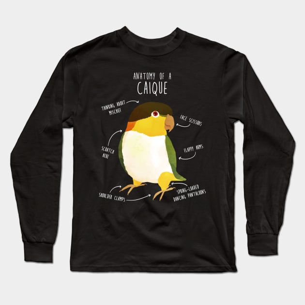 Anatomy of a Black-Headed Caique Long Sleeve T-Shirt by Psitta